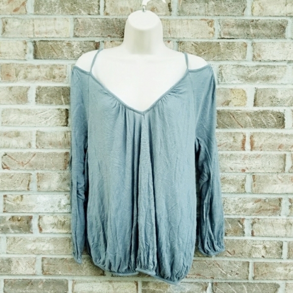 NWT Free People Sage Green Off The Shoulder Top Women's Small S Boho Bohemian - Picture 4 of 8